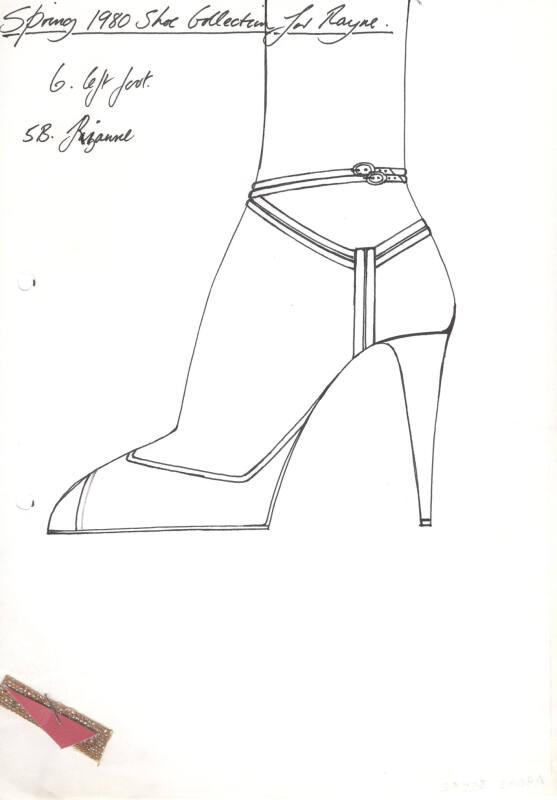 Drawing of Shoe with Two Buckles for Spring 1980 Collection