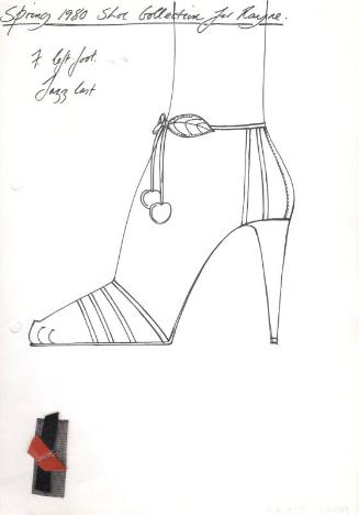 Drawing of Sandal with Cherries for Spring 1980 Collection