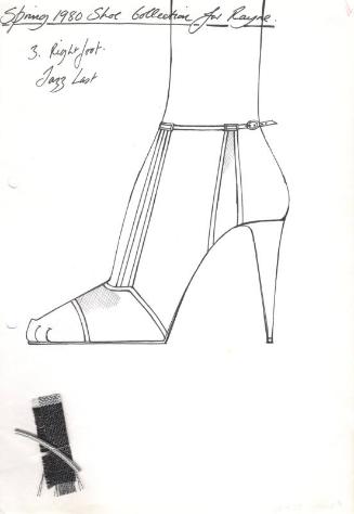 Drawing of Black and Silver Sandal for Spring 1980 Collection