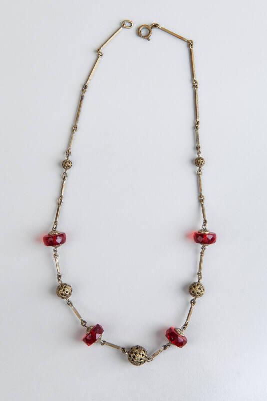 Red Glass and Wire Necklace