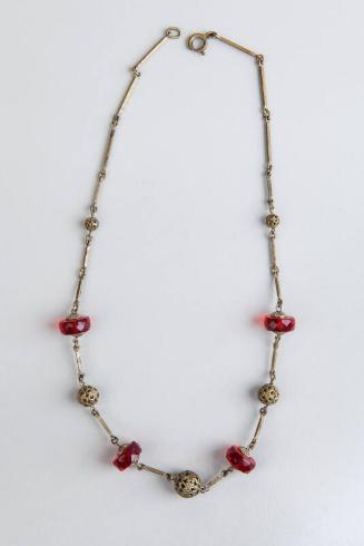 Red Glass and Wire Necklace