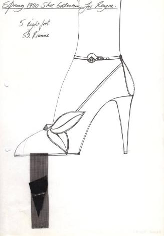 Drawing of Black Court Shoe for Spring 1980 Collection