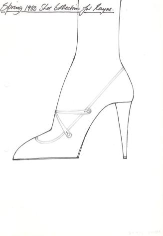Drawing of Court Shoe with Straps for Spring 1980 Collection