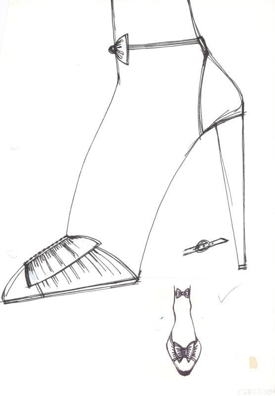 Drawing of Stiletto Shoe with Bow Detail