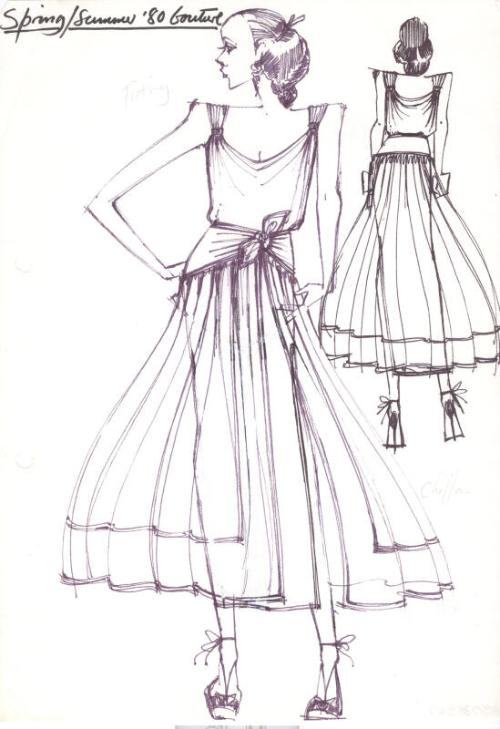 Drawing of Calf Length Dress