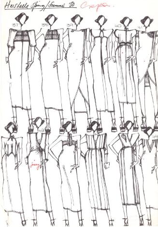 Multidrawing of Crepe Dresses for the Spring/Summer 1980 Collection for Hershelle