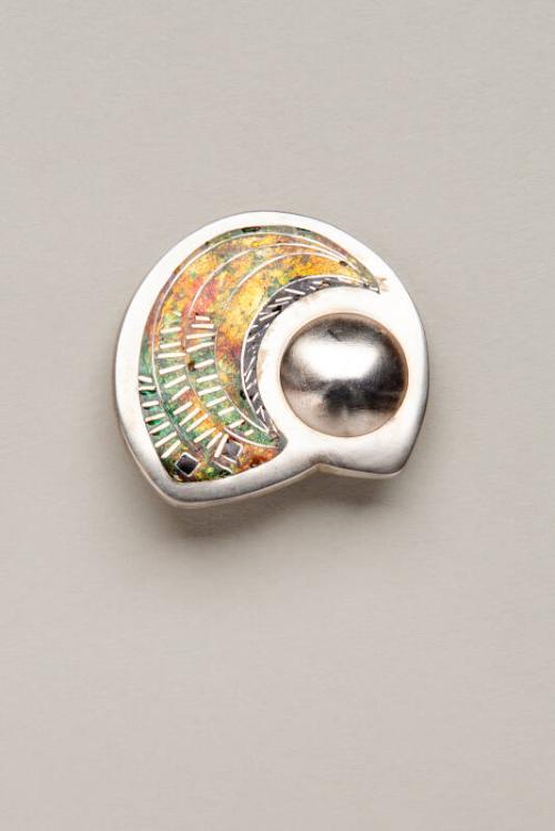 Enamelled Shell Brooch by Rosslyn Duncan