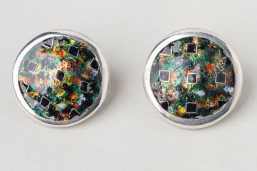 Pair of Enamel Earrings by Rosslyn Duncan