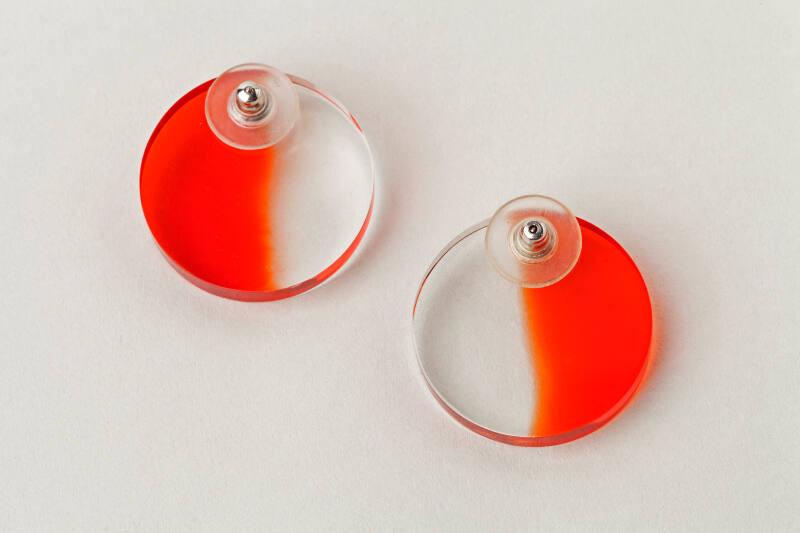 Pair of Acrylic Earrings by Caroline Broadhead and Nuala Jamieson