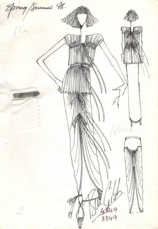 Drawing of Gathered Blouse and Skirt