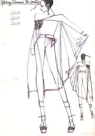 Drawing of Straight Halter Neck Dress with Split Up Back – Works – eMuseum