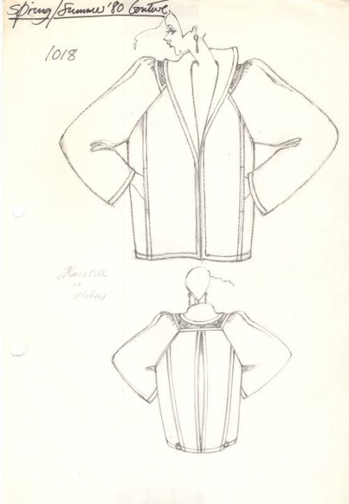 Drawing of Jacket with High Shawl Collar