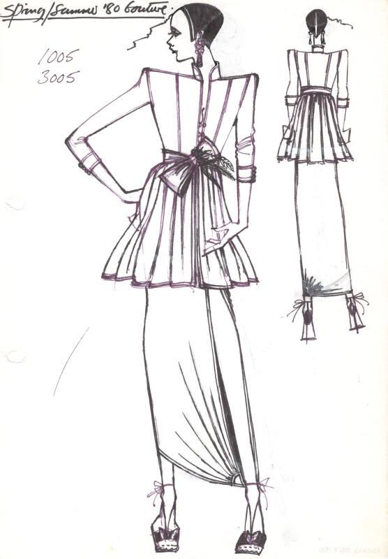 Drawing of Top and Skirt for Spring/Summer 1980 Couture Collection