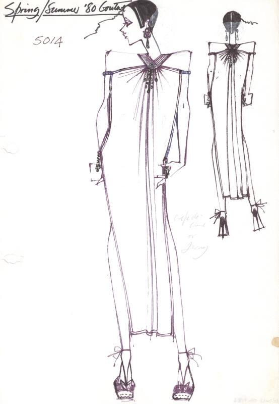 Drawing of Dress for Spring/Summer 1980 Couture Collection