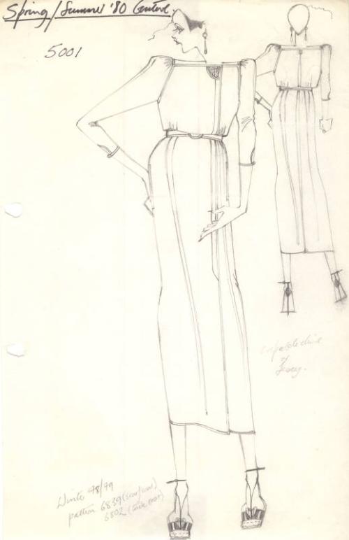 Drawing of Dress for Spring/Summer 1980 Couture Collection