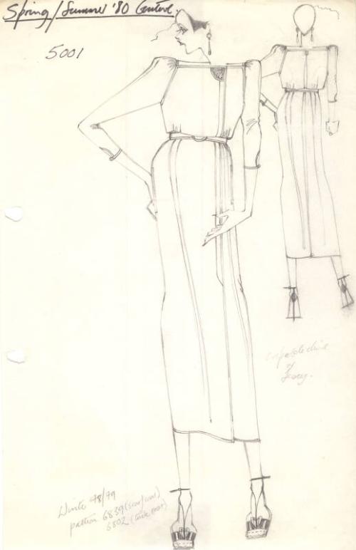 Drawing of Dress for Spring/Summer 1980 Couture Collection