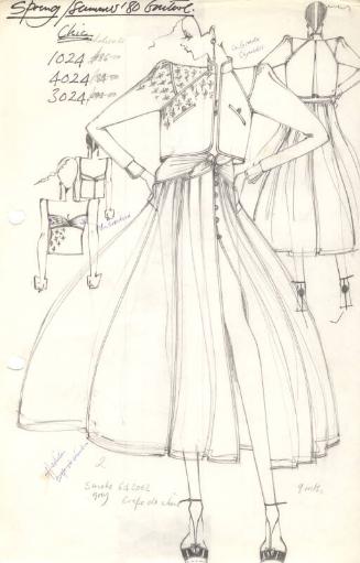 Drawing of Jacket, Skirt and Top for Spring/Summer 1980 Couture Collection for Chic