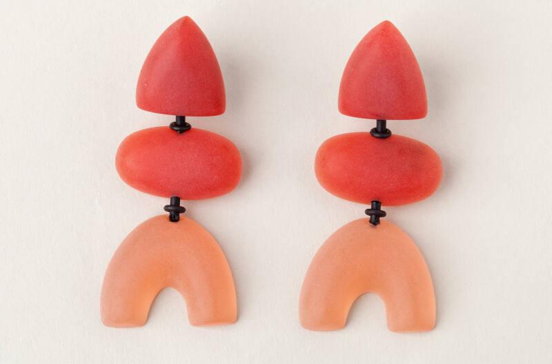 Red Resin and Rubber Earrings