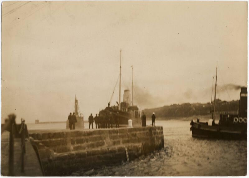 Black and white photograph Showing A Steamship Aground At The North Pier, Abercromby's Jetty