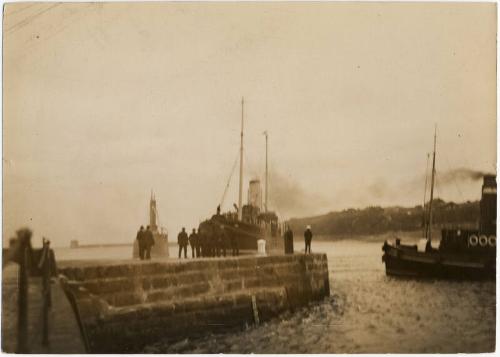 Black and white photograph Showing A Steamship Aground At The North Pier, Abercromby's Jetty