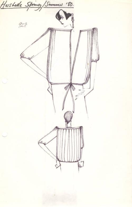 Drawing of Square Shouldered Top with 3/4 Length Sleeves