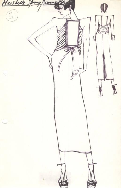 Drawing of 3/4 Length Straight Skirt