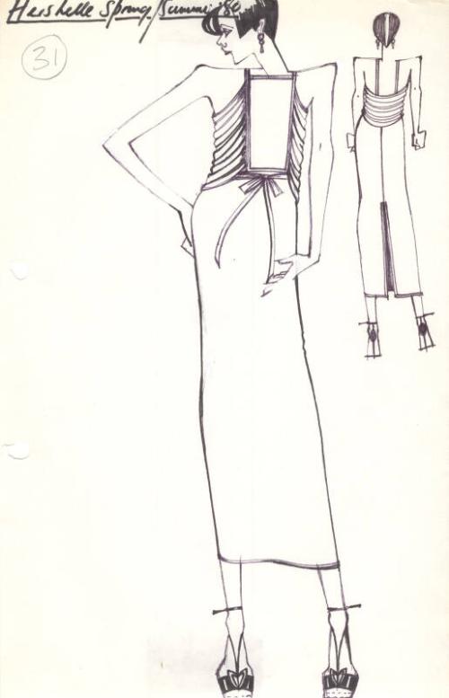 Drawing of 3/4 Length Straight Skirt
