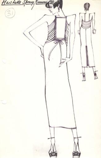 Drawing of 3/4 Length Straight Skirt