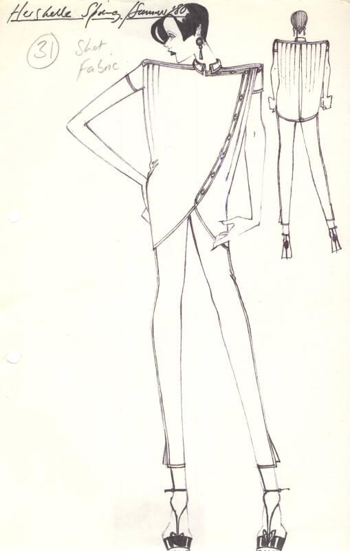 Drawing of Capri Pants with Square Shouldered Tunic Top