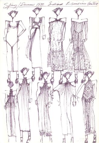 Multidrawing of Dresses for the Spring/Summer 1980 Indian Embroideries Couture Collection