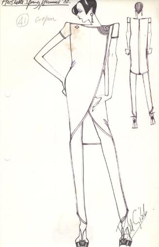 Drawing of Top and Trousers for Spring/Summer 1980 Collection for Hershelle