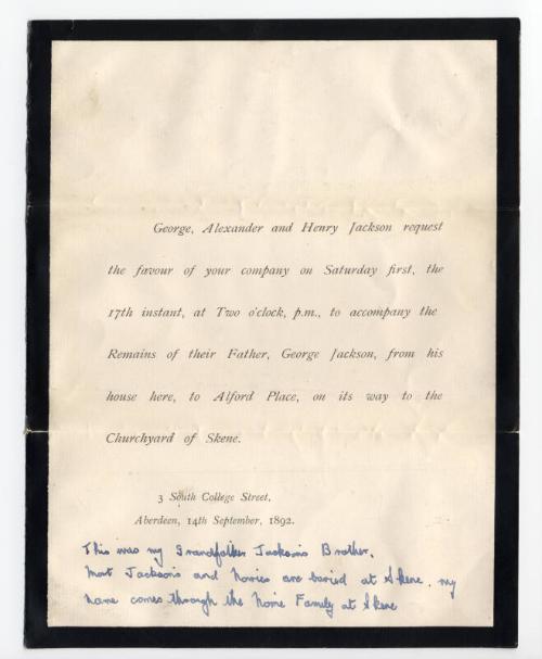 funeral invitation, george jackson