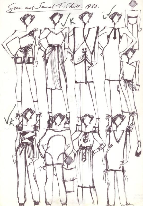 Multidrawing of Tops, Skirts, Trousers and Dresses for the Spring/Summer 1980 Sun and Sand Coll…