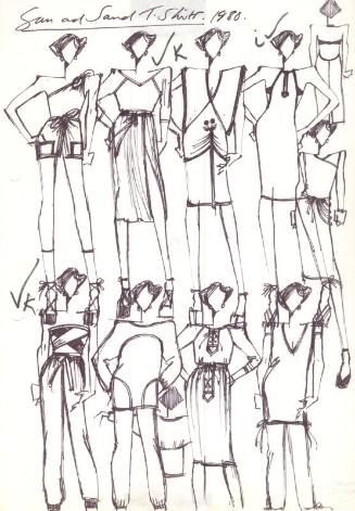 Multidrawing of Tops, Skirts, Trousers and Dresses for the Spring/Summer 1980 Sun and Sand Coll…