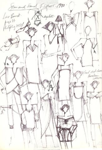 Multidrawing of Tops, Shoes, Trousers and Dresses for the Spring/Summer 1980 Sun and Sand Colle…