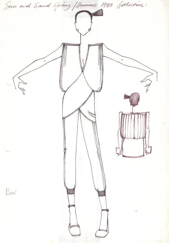 Drawing of Top and Trousers for Spring/Summer 1980 Sun and Sand Collection