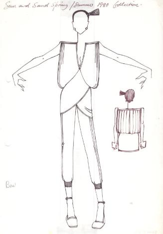 Drawing of Top and Trousers for Spring/Summer 1980 Sun and Sand Collection