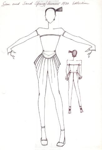 Drawing of Top, Trousers and Arm Cuffs for Spring/Summer 1980 Sun and Sand Collection