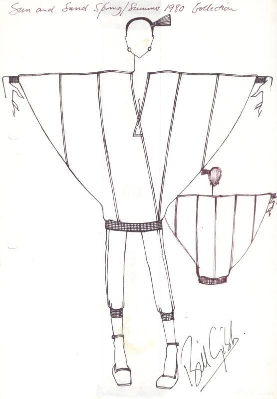 Drawing of Top and Leggings for Spring/Summer 1980 Sun and Sand Collection