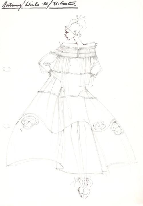 Drawing of Dress for Autumn/Winter 1980 Couture Collection