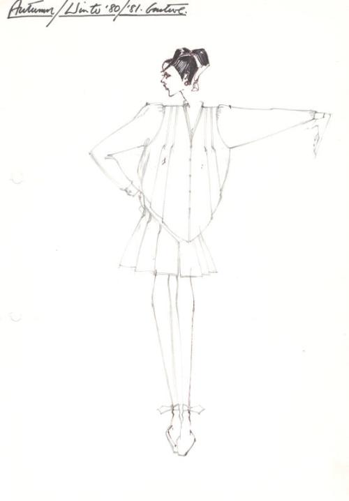 Drawing of Top and Skirt for Autumn/Winter 1980 Couture Collection