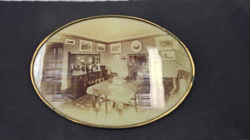 Pair of Elliptical Framed Photographs of  Hugh Brown's Rooms