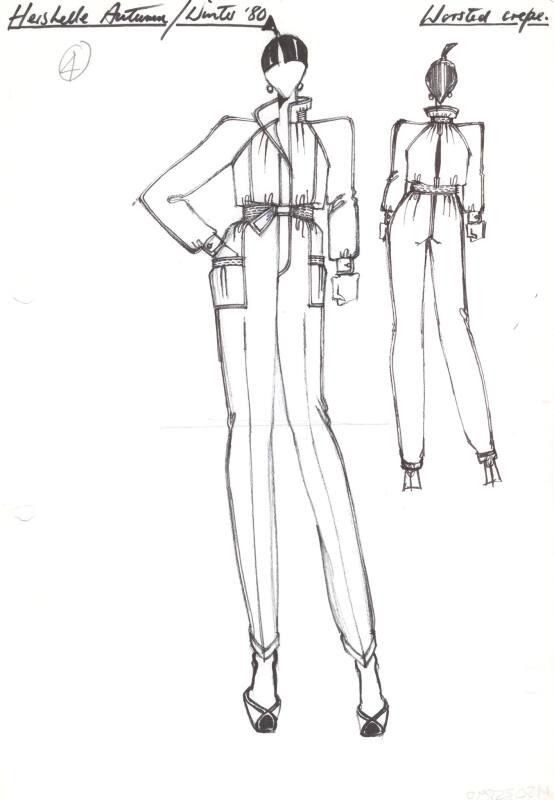 Drawing of All-In-One Jump-Suit for Autumn/Winter 1980 Collection