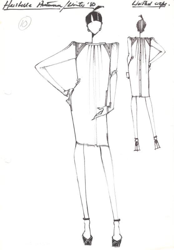 Drawing of Worsted Crepe Dress for Autumn/Winter 1980 Collection