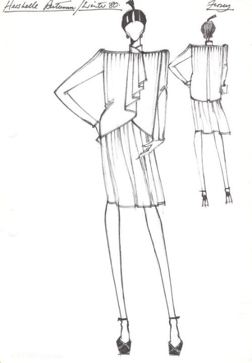 Drawing of Jersey Two-Piece for Autumn/Winter 1980 Collection