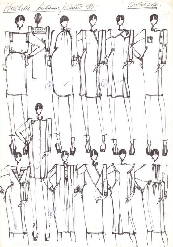 Drawing of Worsted Crepe Dress for Autumn/Winter 1980 Collection