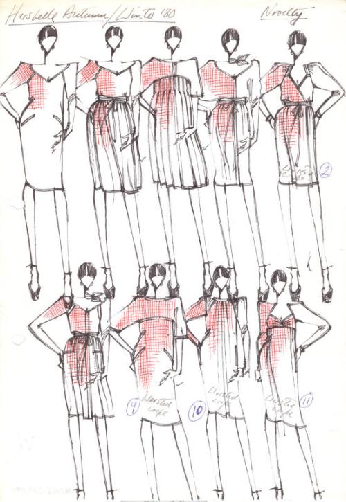 Drawing of Worsted Crepe Dress for Autumn/Winter 1980 Collection