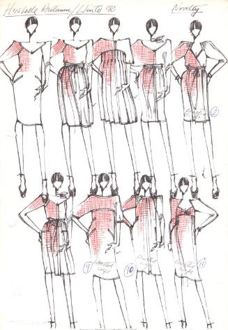 Drawing of Worsted Crepe Dress for Autumn/Winter 1980 Collection