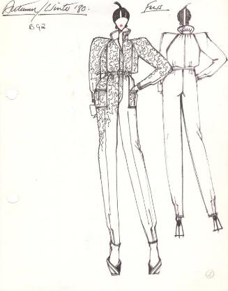 Drawing of Fur Jumpsuit for Autumn/Winter 1980 Collection