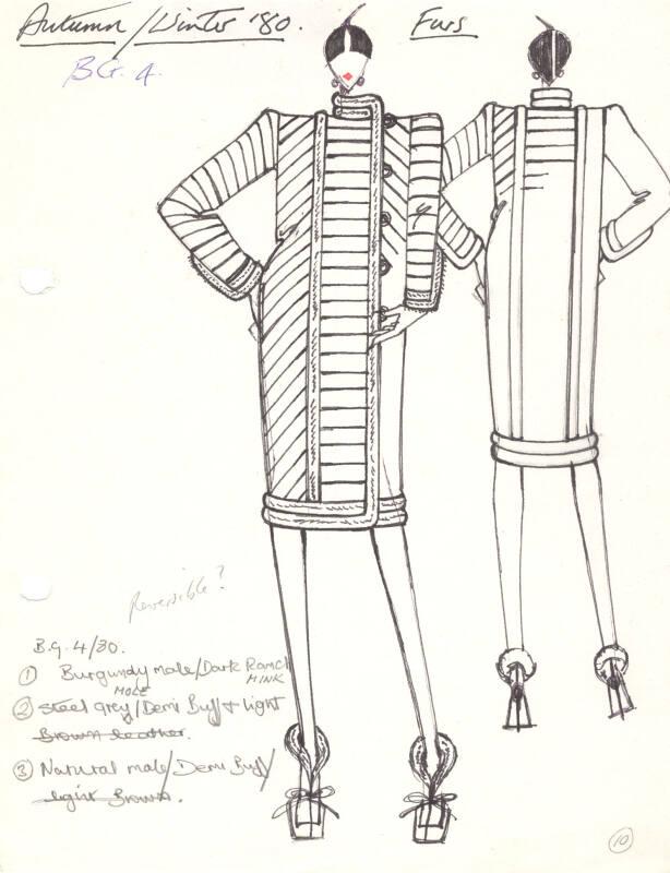 Drawing of Fur Coat for Autumn/Winter 1980 Collection